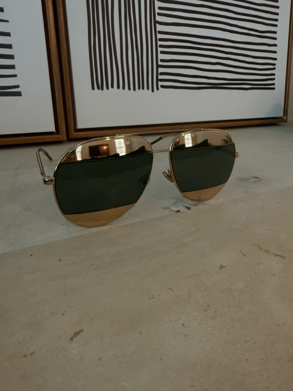 Dior Gold Frame Mirrored Sunglasses - Gold & Silver Lenses - Picture 3 of 5